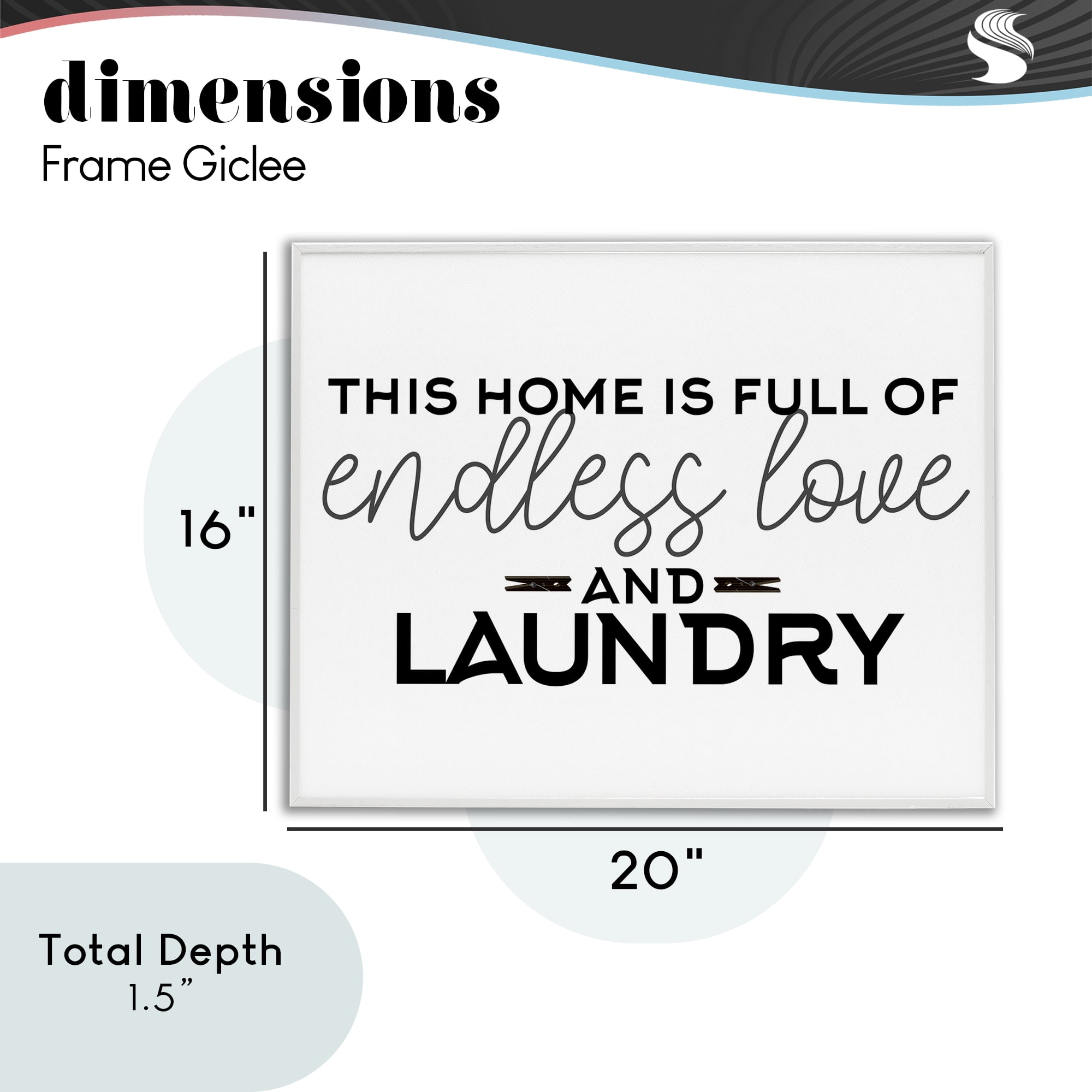 Endless Love & Laundry Minimal White Framed Giclee Art, design by Kim Allen