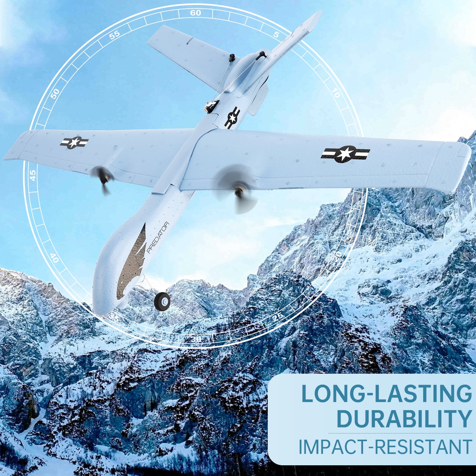 Bruce&Shark RC Plane 3-Channel RC Airplane RC Glider Foam Aircraft 2.4GHz Remote Control Plane Z55 Toy With 2 Batteries For Kid Gift