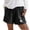 Black, variant on Womens Shorts Elastic Waist High Waisted Denim Summer Sparkly Sequin Pocket Hem Hot Pants Workout Shorts