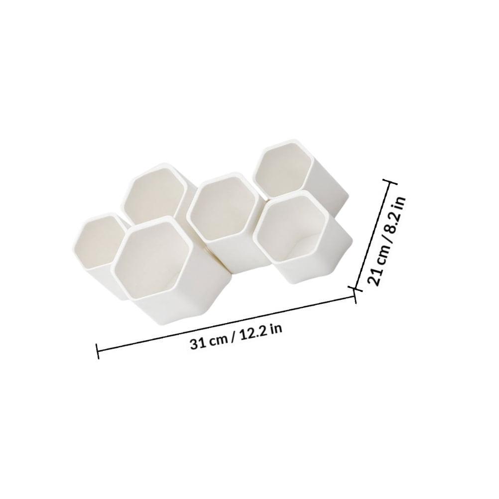 OUNONA 6-Pack White Desktop Pen Holders, Wall-Mounted Stationery Organizers for Home Office Desk Accessories