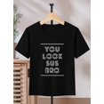 thumbnail image 1 of Fun Letter Print| Bright Yellow "YOU LOOK SUS BRO" Letter Print T-Shirt for Youngsters - Quick-Dry, Casual Round Neck Short Sleeve Tee, 100% Cotton, Machine Washable - Perfect for Summer, 1 of 6