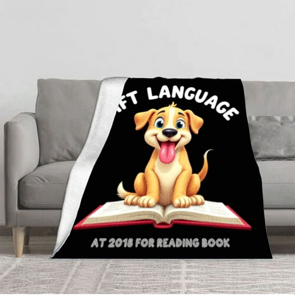 Cozy Flannel Blanket - Soft Warm and Durable for Sofa Travel Bed & Chair - Perfect for Snuggling with Playful Puppy Design