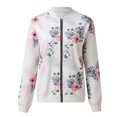 thumbnail image 5 of Women's Floral Zip Up Bomber Jacket Coat Clearance Womens Ladies Round Neck Retro Floral Zipper Up Jacket Coat Outwear, 5 of 5