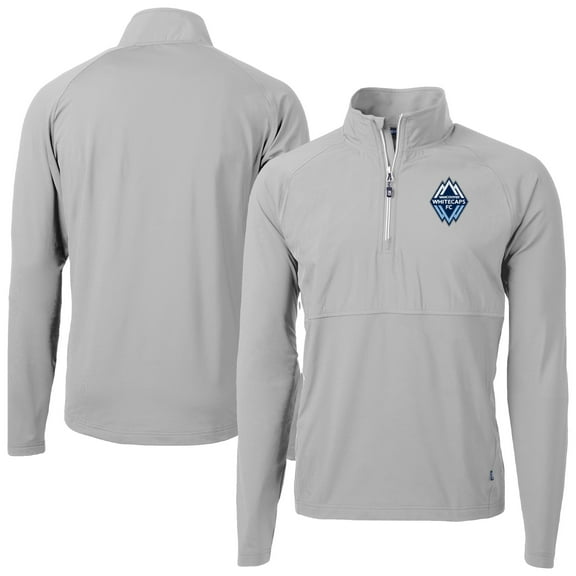 Men's-Cutter & Buck  Gray Vancouver Whitecaps FC Adapt Eco Knit Hybrid Recycled Quarter-Zip Pullover Top