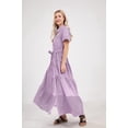 thumbnail image 4 of utcoco Womens Casual Short Sleeve Button Down Tie Waist Ruffled Striped Maxi Shirt Dress, 4 of 7