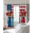 thumbnail image 4 of Independence Day Kitchen Curtains Red Blue Flag Patriotic Bottle Flower Cafe Short Curtains for Bathroom Blackout Window Curtain Small Window Treatment Drapes for Bedroom Living Room 52"x45"x2, 4 of 9