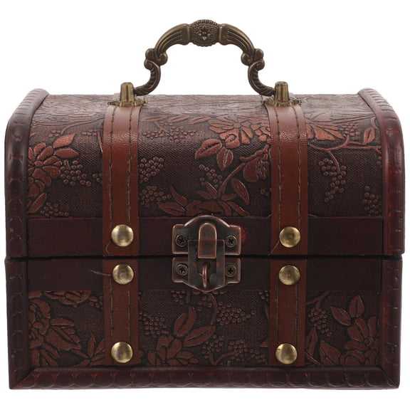 MLINS Brown Wooden Keepsake Box with Lid for Storage Use Vintage Style Small Jewelry Organizer 6.5x4.5x3 Inches