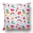 thumbnail image 1 of BOSDECO Motif Mignon avec Badges Colorés Housse de Coussin Style Bande Dessinée 16x16 Pouces, 1 of 1
