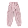 thumbnail image 3 of Splozh Cargo Pants for Girls Kids Teens Drawstring High Waisted Straight Leg Loose Trousers with Multi Pockets Girls Cargo Jogger Pants,Light Pink,11-12 Years, 3 of 5