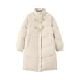 thumbnail image 2 of Jinhomg Cotton Coat for Women Oversized Mid Length Puffer Jacket Fall Winter Thermal Cozy Button Down Heavyweight Coats with Pockets 90 Percent off Clearance Beige L, 2 of 8