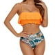 thumbnail image 2 of Toystoory Conjunto de traje de baño dividido para mujer, traje de baño con volantes acolchados en el pecho y tirantes Chinlon, ropa interior estampada a Deportes acuáticos Naranja SG Toystoory OD021142-09, 2 of 6