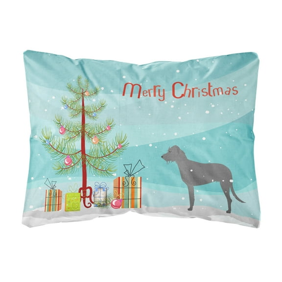 Carolines Treasures BB2921PW1216 Irish Wolfhound Merry Christmas Tree Canvas Fabric Decorative Pillow, 12H x16W,