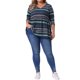 thumbnail image 2 of Blusas de mujer de talla grande Agnes Orinda, tops de babydoll vintage a rayas, con cuello en V, de manga larga, con cintura elástica, casual, 3X, azul, 2 of 6