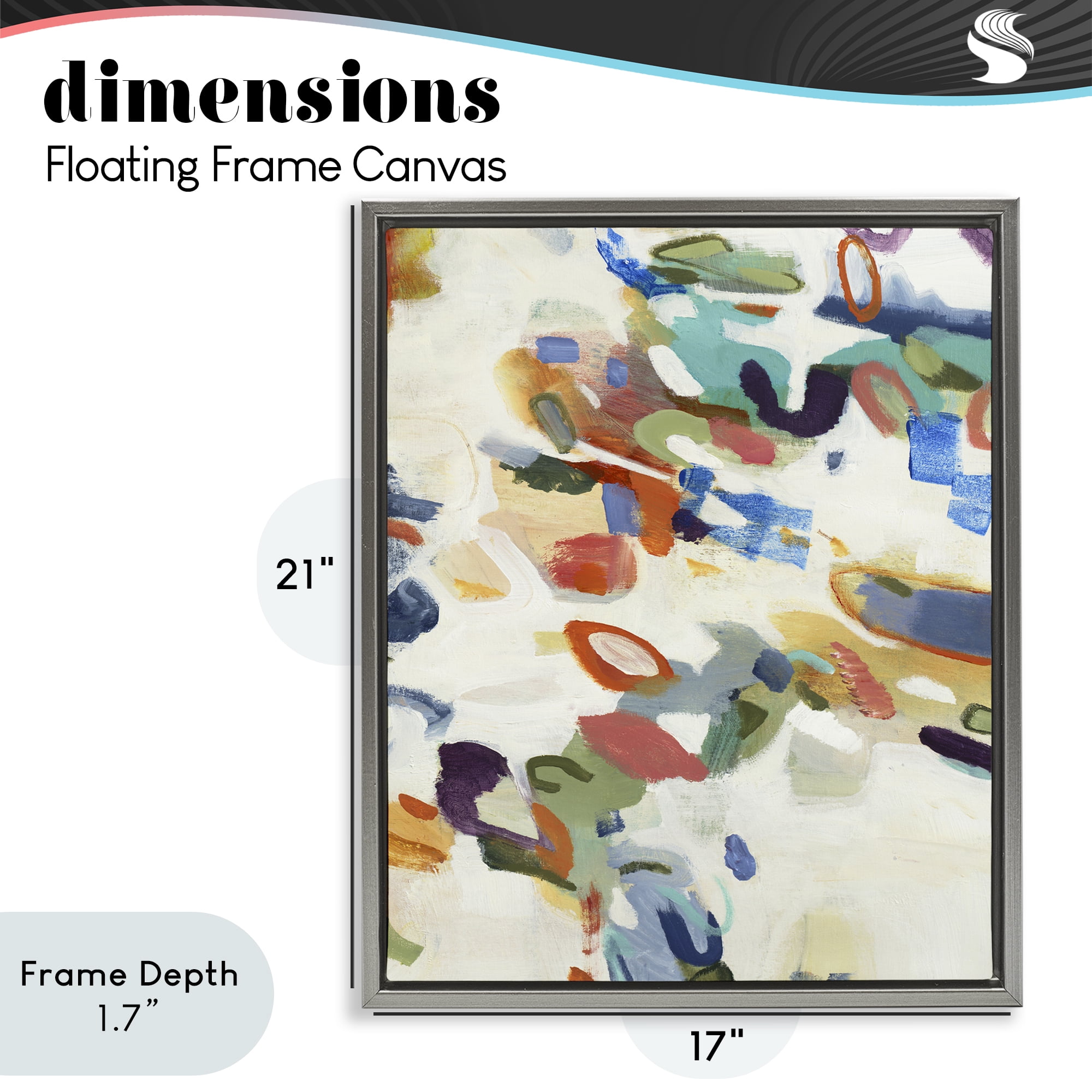 Stupell Industries Multihued Expressive Abstract Gray Framed Floater Canvas Wall Art, design by Lisa Ridgers