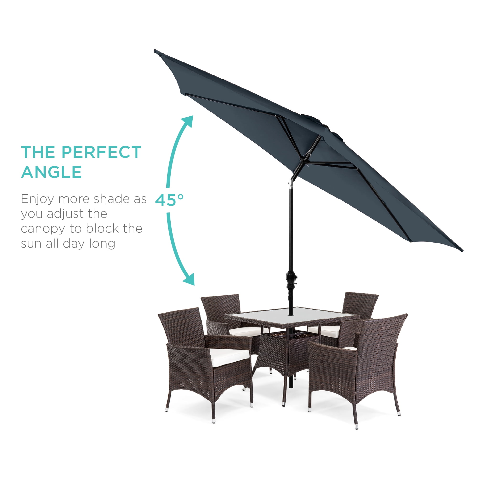 Best Choice Products 10ft Outdoor Steel Market Patio Umbrella w/ Crank, Tilt Push Button, 6 Ribs - Slate Blue
