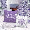 thumbnail image 6 of Christmas Throw Pillow Covers 18x18 4 pcs, Merry Christmas Xmas Winter Snowflake Decorative Holiday Cushion Pillow Cases 18 x 18 Indoor Farmhouse Home Room Couch Sofa Decor (Purple), 6 of 6