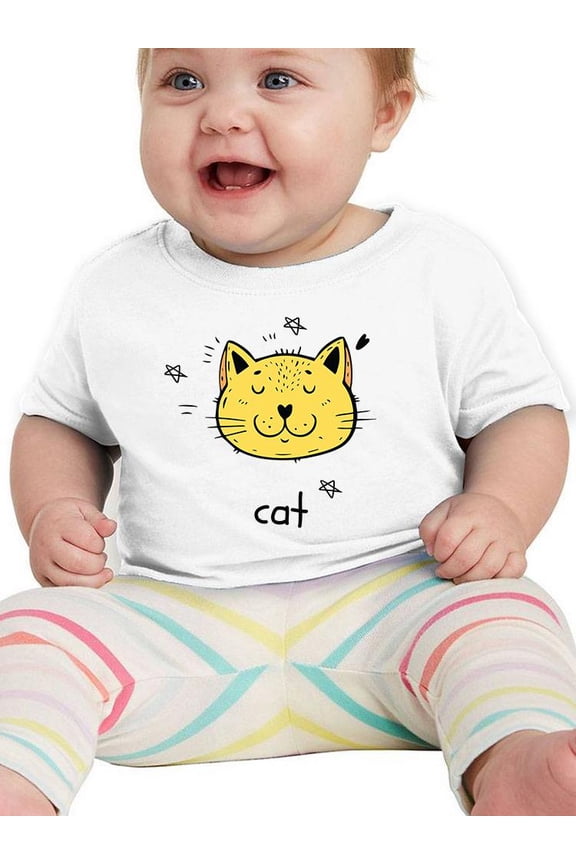 Cute Cat Face Doodle T-Shirt Infant -Image by Shutterstock, 24 Months
