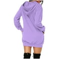 thumbnail image 2 of Spring Savings Clearance Lindreshi Sweatshirts for Women Loose Fit with Hood Women's Fashion Solid Color Hooded Pullover Pocket Thin Guards Dress Hooded Dress, 2 of 4