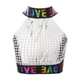 thumbnail image 1 of DPOIS Girls Sequins Sleeveless Letter Print Elastic Vest Jazz Latin Modern Ballet Dance Crop Top, 1 of 4