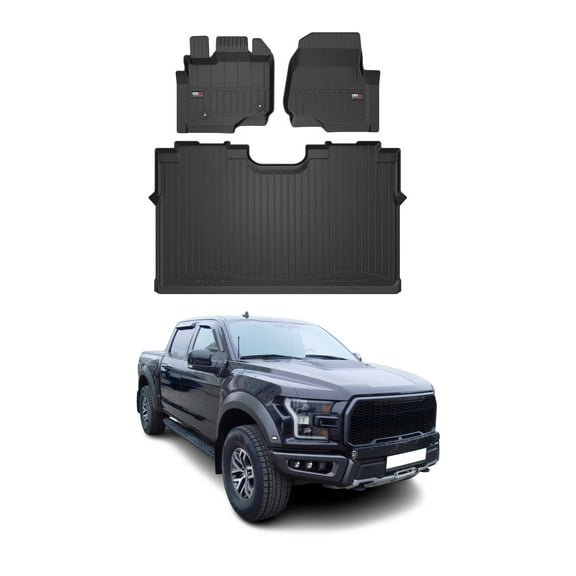 OMAC Premium Floor Mats for Ford F-150 2015-2024 Super Crew All-Weather 3Pcs