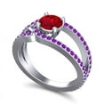 thumbnail image 2 of 2.50 Carat Round Cut Red Ruby & Amethyst Gemstone Unique Proposal Ring for Women Solid 14K White Gold Size 9 by Diamond-Capitals, 2 of 8
