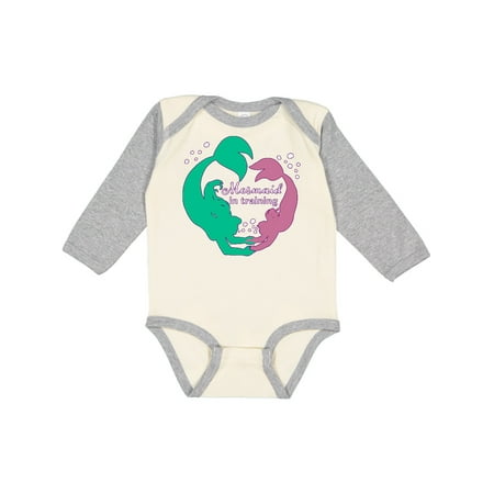 

Inktastic Pink and Teal Mermaid In Training-Swimming Mermaids Gift Baby Boy or Baby Girl Long Sleeve Bodysuit