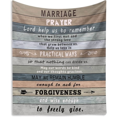 Marriage Prayer Gifts Blanket Wedding Anniversary Engagement Gifts for Couples Newly Engaged Unique Christian Decor Throw Blanket Religious Present for Women Men for Valentines Birthday 60 X50