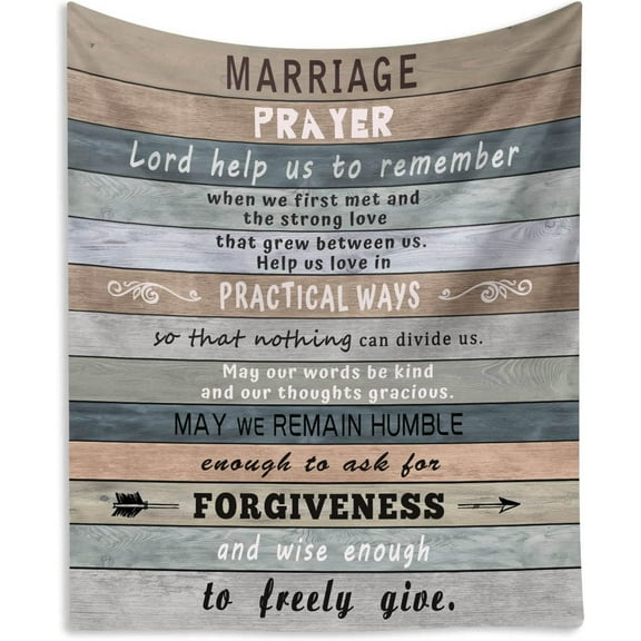 Marriage Prayer Gifts Blanket Wedding Anniversary Engagement Gifts for Couples Newly Engaged Unique Christian Decor Throw Blanket Religious Present for Women Men for Valentines, Birthday 60"X50"