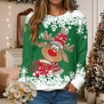 thumbnail image 2 of UngA Christmas Sweatshirt for Women Cute Long Sleeve Womens Holiday Pullovers Fun Graphic Print Crew Neck Sweatshirts Gifts Shirt Tops Womens Sweatshirts (Green,M), 2 of 6