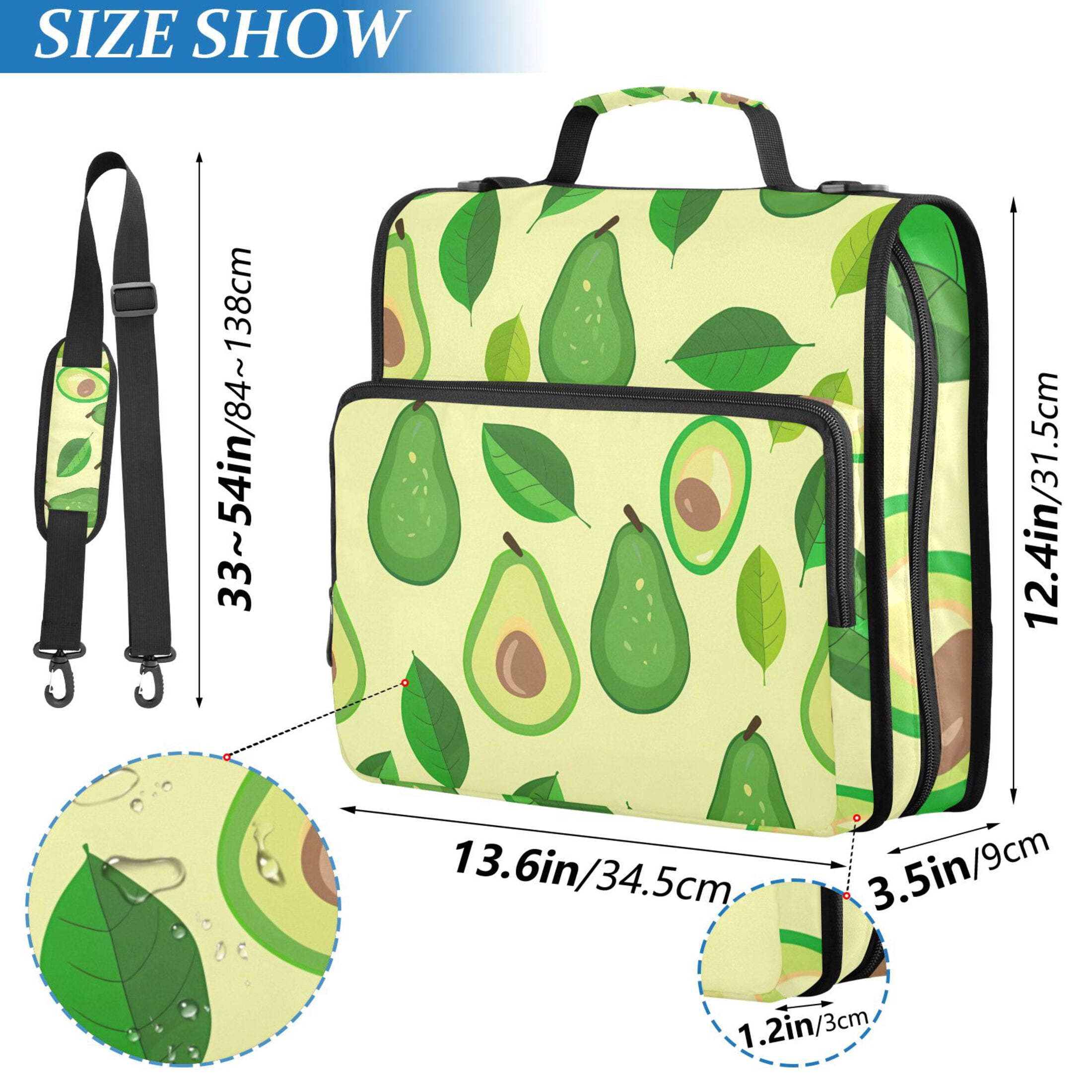 ALAZA Zipper Binder Green Avocado 3 Ring Trapper Keeper File Folder Organizer Bag