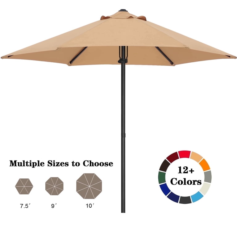 ABCCANOPY 7.5ft Market Patio Umbrella, Hand Push, Khaki photo 1