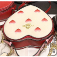 thumbnail image 1 of Bolsa De Caja De Amor De Alta Calidad , Mensajero Con Cadena A Juego De Doble Cremallera Estampado De Cereza De Corazón , Bolso Femenino Portátil De Hombro , Con Regalo, 1 of 4