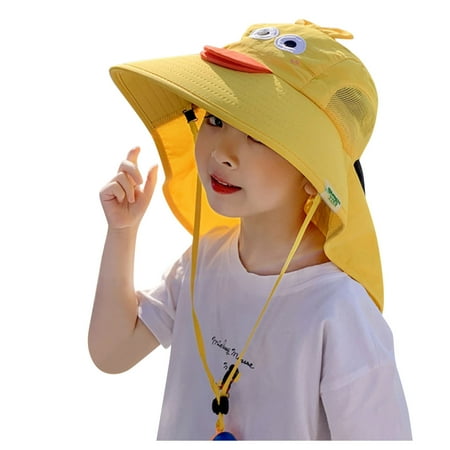 

LBECLEY Cap Boys Hat Bucket Sun for Boys Hats Girls Beach Baby with Neck Hat Sunscreen Cap Kids Hat Christmas Hats Kids Essentials Baby Gifts Yellow One Size