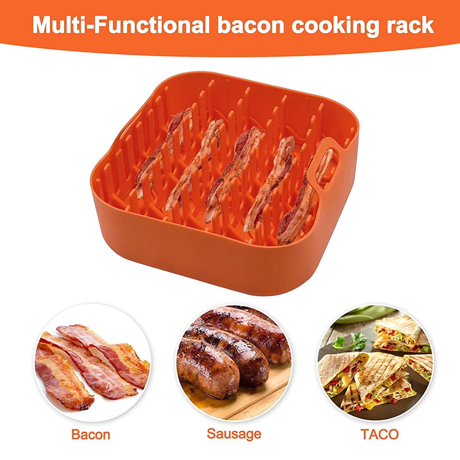 Ruanlalo Bacon Rack Set,1 Set Fryer Baking Pan Hightemperature