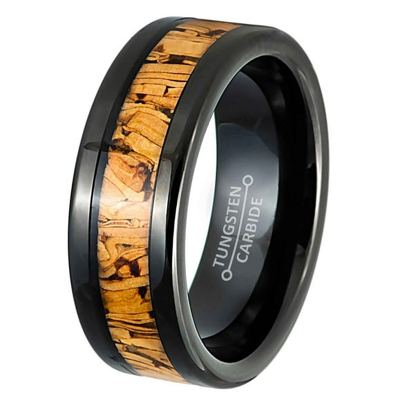Jewelry Avalanche Mens Pipe Cut Tungsten Wedding Band Cork Inlay Anniversary Ring, Engagement Band