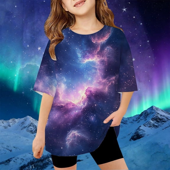 Girls Shirts Size 14-16 Printed Round Neck Short Sleeve Basic Layering Tee Active Fit Back To School Clothes for Tween Girls Graduation Casual Summer Tops