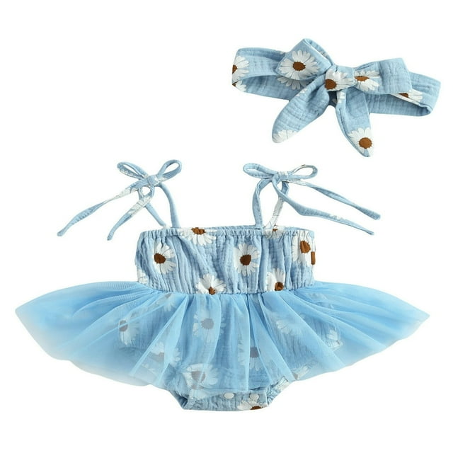 Newborn Infant Baby Girl Clothes Set Daisy Tutu Romper Dress Summer Outfits 2Pcs Pink 0-3 Months