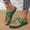 Army Green, variant on Women's Metal Decor Leather Thong Sandals Open Toe Slip on Flat Sandal Casual Flip Flops Orange 5.5(36)