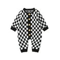 thumbnail image 2 of Musuos Baby Girl Boy Knitted Jumpsuit, 3 6 12 18 24M Checkerboard Round Neck Long Sleeve Button Up Rompers for Toddlers, 2 of 10