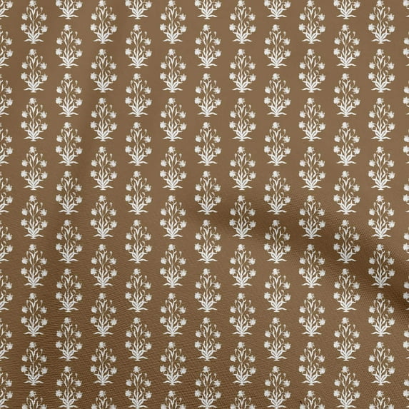 oneOone Velvet Brown Fabric Asian Block Print Fabric For Sewing Printed Craft Fabric By The Yard 58 Inch Wide