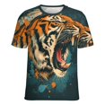 thumbnail image 5 of Tiger Animal Graffiti Women's Short Sleeve T-Shirt Crew Neck Casual Summer Trendy Loose Fit Tops, 5 of 6