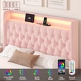 thumbnail image 6 of Homfa Queen Size LED Bed Frame with 2 Storage Drawers & Charge Station, Modern Wingback Upholstered Platform Bed Frame, Pink Velvet, 6 of 8