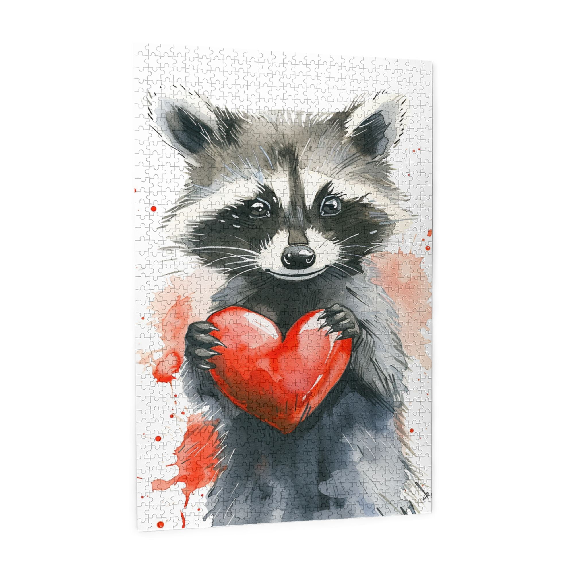 1000 pcs Raccoon's Love Wooden Puzzle 1000 Piece,Stress relieving pleasure,Unique Artwork for Animal,Creative Activity Hobbies for Adults,Impossible Hard Difficult Challenging Puzzles for Adults