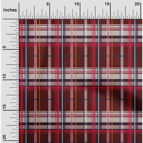 oneOone Silk Tabby Maroon Fabric Madras Check Craft Projects Decor Fabric Printed By The Yard 42 Inches Wide
