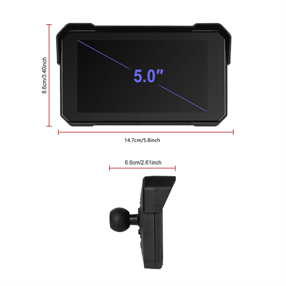 5 Inch Motorcycle Portable GPS Navigation Screen Wireless Carplay Android Auto IP68 Waterproof Display Bluetooth