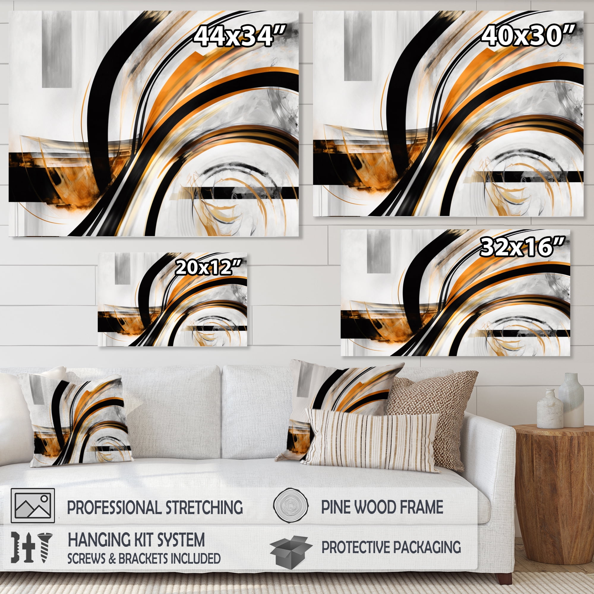 Designart A Black And Gold Spiral Flower II Canvas Wall Art