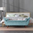 thumbnail image 6 of Storage Bench for Bedroom End of Bed, Velvet Upholstered Rolled Armed Button Tufted Sofa Stool Bench, Storage Ottoman Couch Long Bench with Solid Wood Legs (Blue), 6 of 15