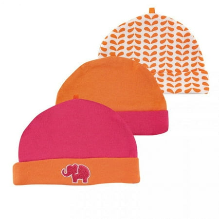UPC: 0660168901023 | Yoga Sprout Baby Girl Cotton Caps 3pk  Pink Elephant  0-6 Months