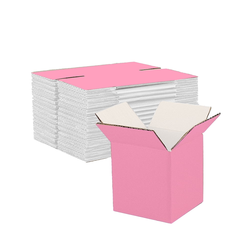 Ucanpack 1/8” Thick Corrugated Shipping Box 25 Pcs, Made In Usa- Boxes For Packaging Moving, Pink Cardboard Boxes 4x4x4", Packaging Box For Small Business