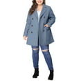thumbnail image 6 of Agnes Orinda Women's Plus Size Notched Lapel Double Breasted Long Coat for Stylish Winter Wear 2X Light Blue, 6 of 9